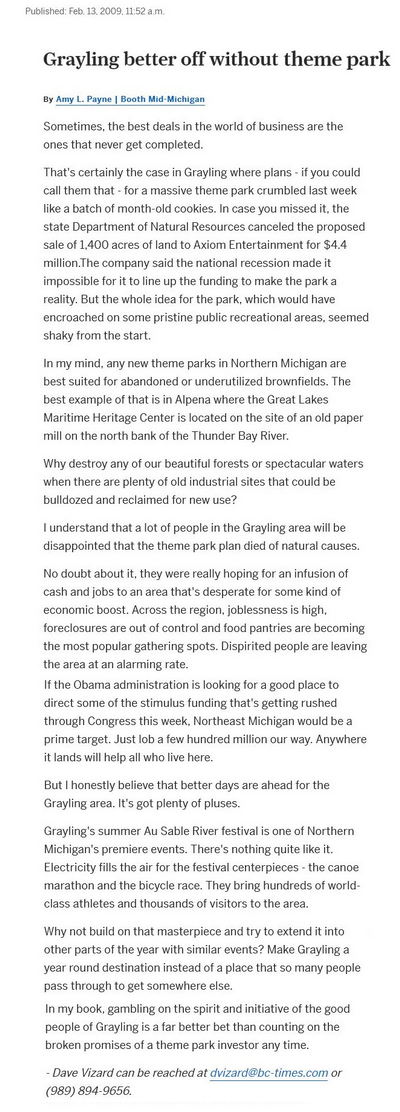 Main Street America Amusement Park (Cancelled) - Feb 2009 - More Opposition